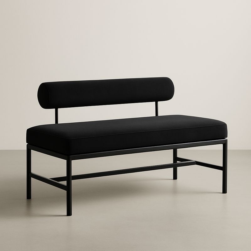 Banc en Métal Noir avec Dossier Cylindrique-Havenoviva