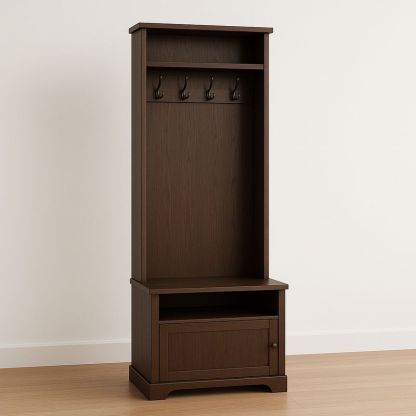 Porte-manteau en bois avec rangements 180x70x35 cm-Havenoviva