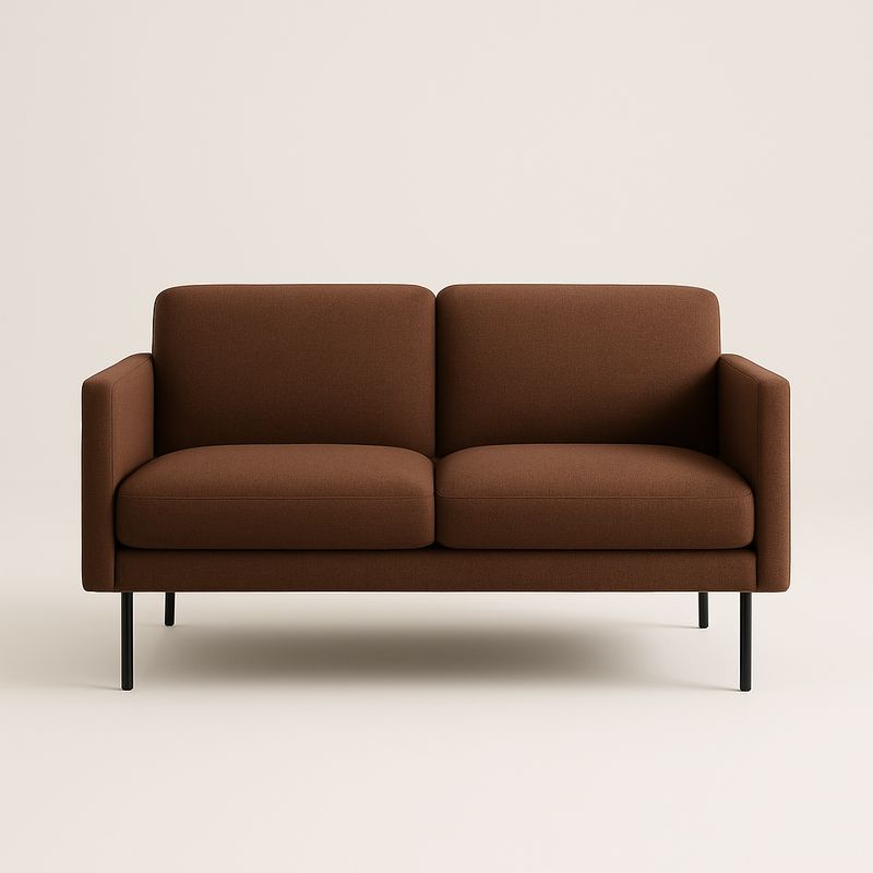 Canapé 2 places tissu polyester marron pieds métal-Havenoviva