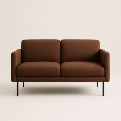 Canapé 2 places tissu polyester marron pieds métal-Havenoviva