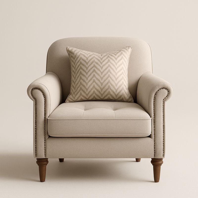 Fauteuil en tissu avec coussin motif chevrons-Havenoviva