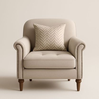 Fauteuil en tissu avec coussin motif chevrons-Havenoviva