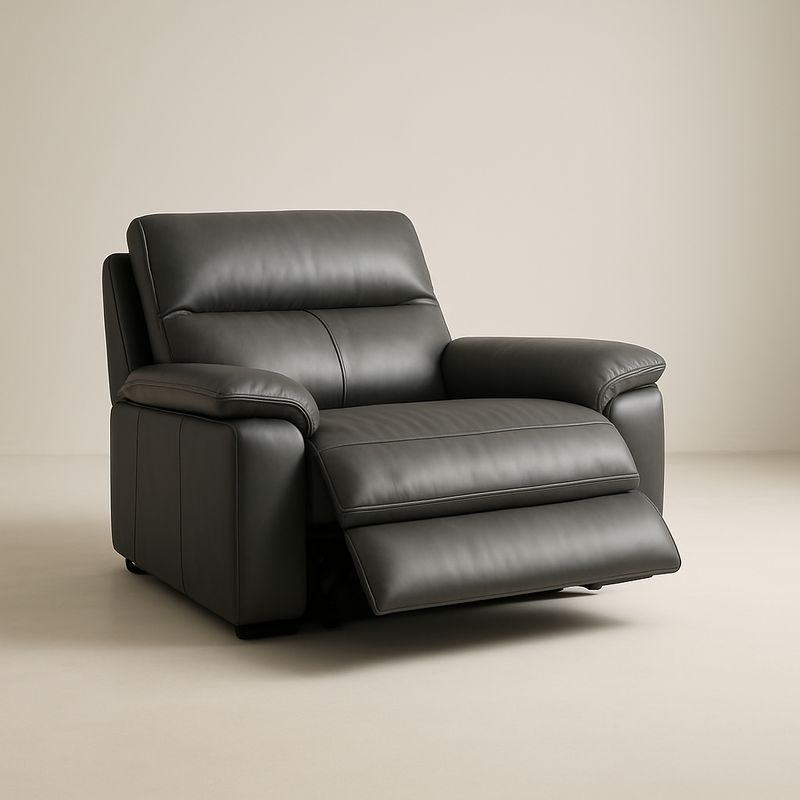 Fauteuil Relax Inclinable en Cuir Noir-Havenoviva