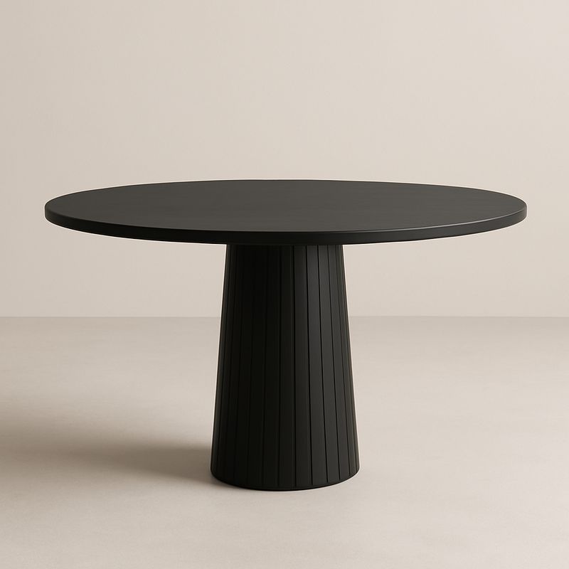 Table à manger ronde en bois Noir diamètre 120 cm-Havenoviva