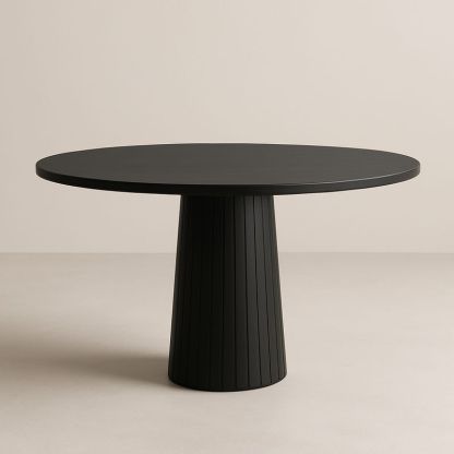 Table à manger ronde en bois Noir diamètre 120 cm-Havenoviva