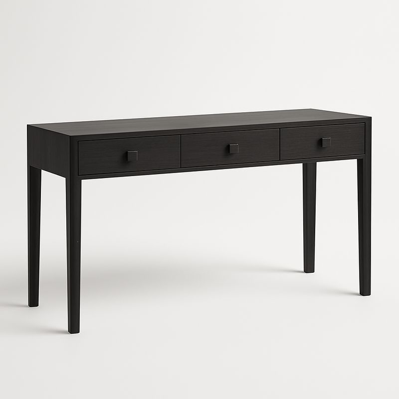Console en Bois MDF Noir avec Trois Tiroirs 76x122x40 cm-Havenoviva