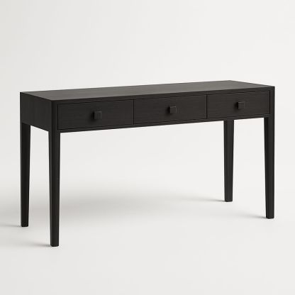 Console en Bois MDF Noir avec Trois Tiroirs 76x122x40 cm-Havenoviva