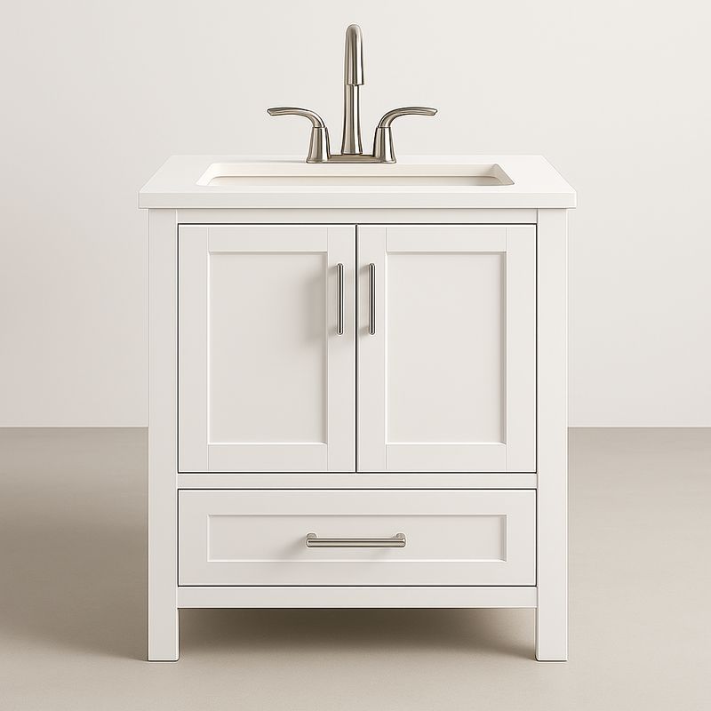 Meuble vasque en bois MDF avec tiroir et portes, 60 cm-Havenoviva