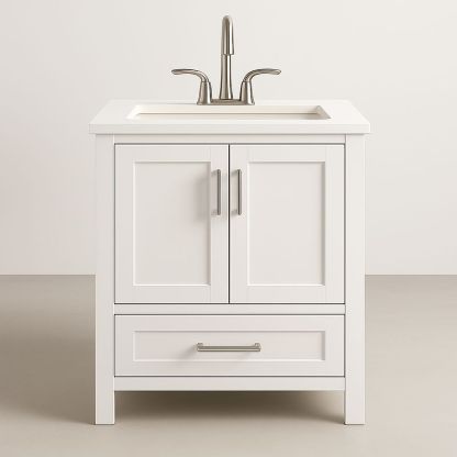 Meuble vasque en bois MDF avec tiroir et portes, 60 cm-Havenoviva