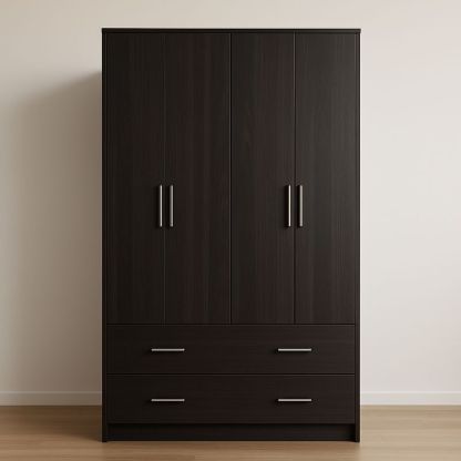 Armoire en Bois Brun Foncé avec 3 Portes et 2 Tiroirs-Havenoviva