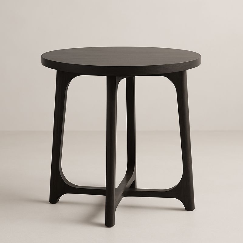Table ronde en bois massif noir Ø70 cm-Havenoviva