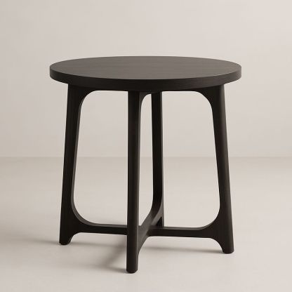 Table ronde en bois massif noir Ø70 cm-Havenoviva