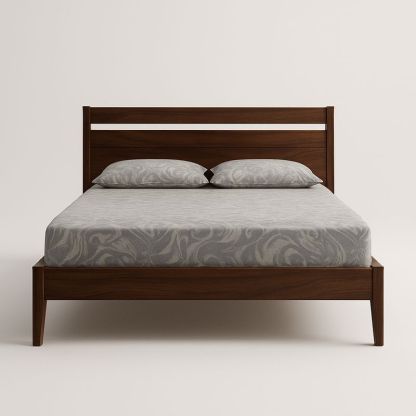 Lit double en bois massif avec matelas en mousse à mémoire, 200x160 cm, Marron-Havenoviva
