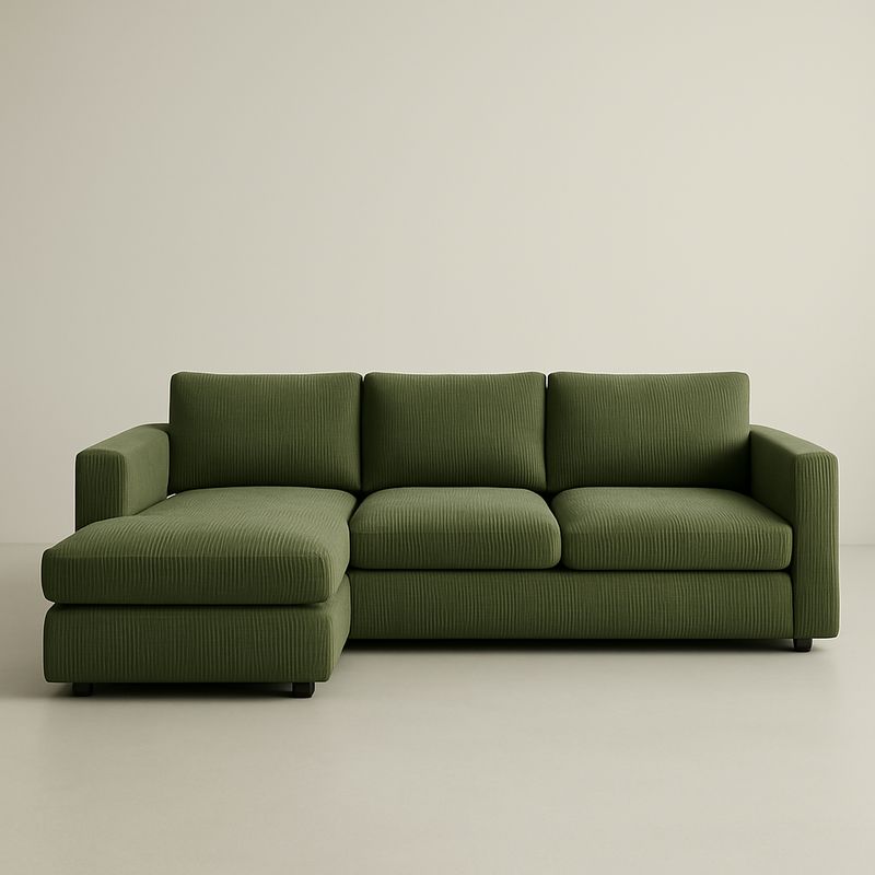 Canapé d'Angle en Velours Côtelé Vert 290 cm avec Méridienne-Havenoviva
