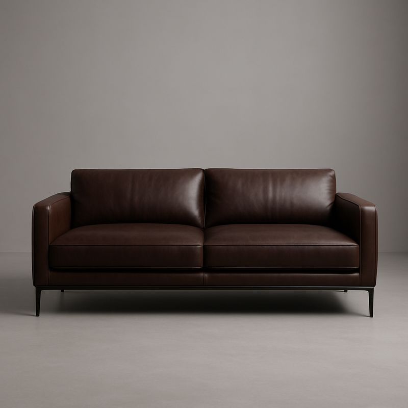 Canapé cuir brun 3 places 210cm-Havenoviva