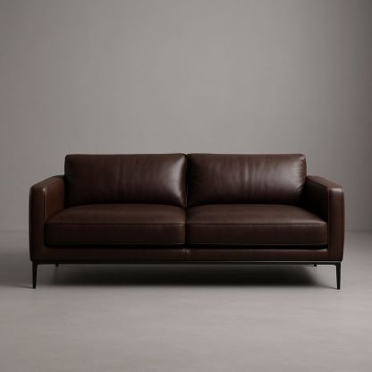 Canapé cuir brun 3 places 210cm-Havenoviva