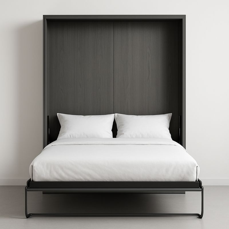 Lit escamotable en bois noir avec cadre en métal 200x160 cm-Havenoviva