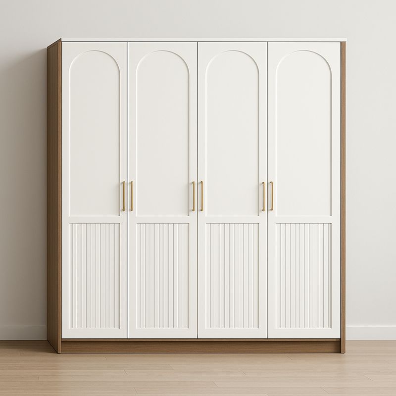 Armoire 4 portes en bois et MDF blanche et marron-Havenoviva