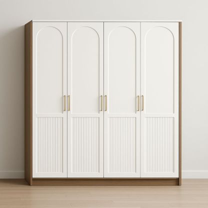 Armoire 4 portes en bois et MDF blanche et marron-Havenoviva