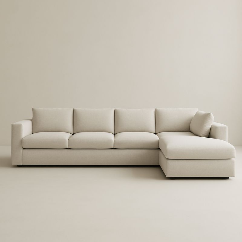 Canapé d'angle en tissu polyester beige-Havenoviva