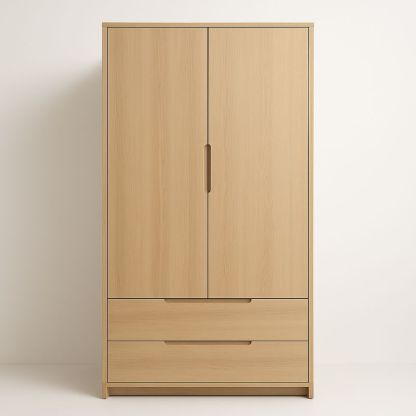 Armoire 2 Portes en Panneau de Particules Chêne Clair-Havenoviva