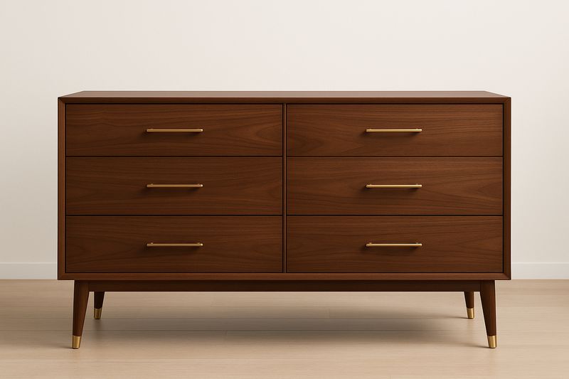 Commode en bois avec poignées en métal 6 tiroirs marron-Cosivita