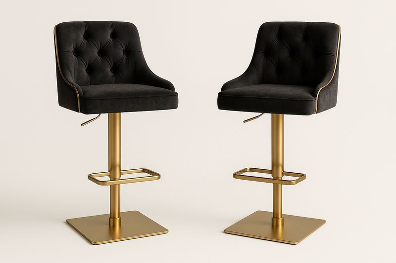 Lot de 2 tabourets de bar velours réglables pivotants cadre acier-Cosivita