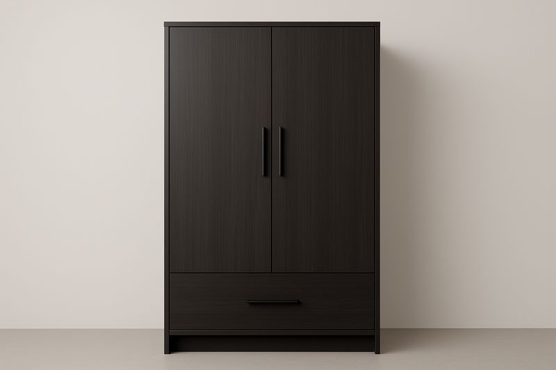 Armoire à deux portes en bois marron 180x100x50 cm-Cosivita