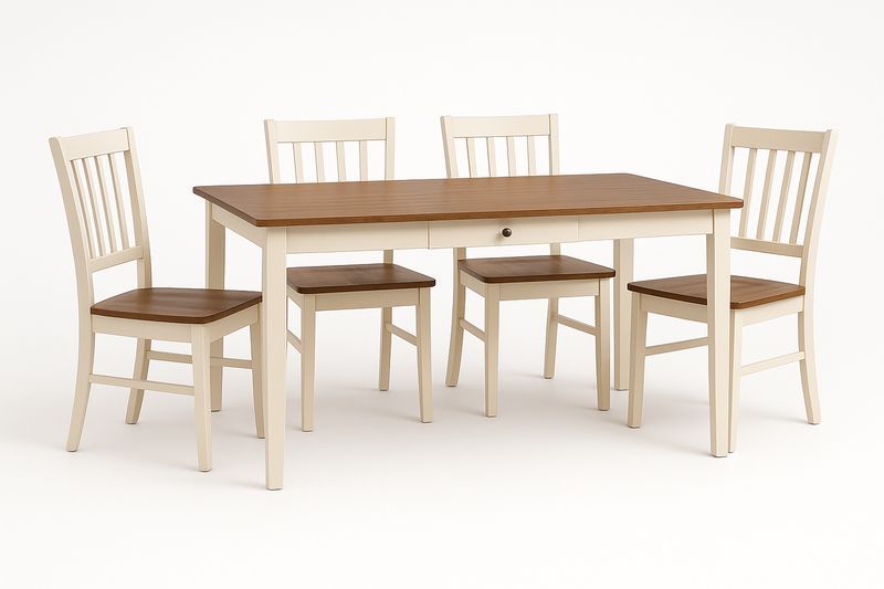 Ensemble table et chaises en bois Blanc/Marron-Cosivita