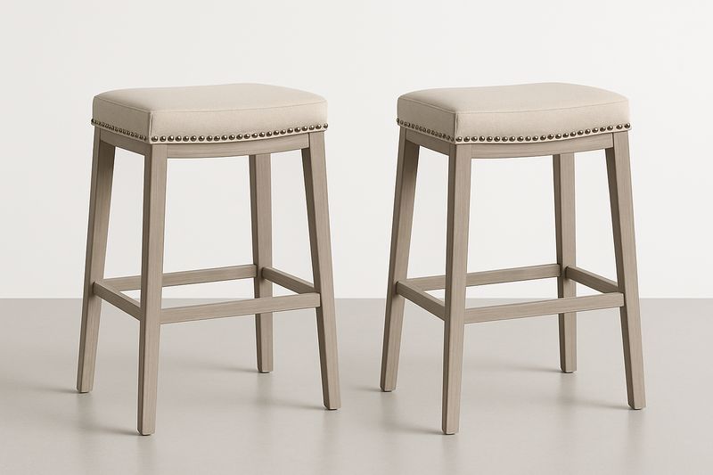 Tabourets de bar en bois et tissu Beige Lot de 2-Cosivita