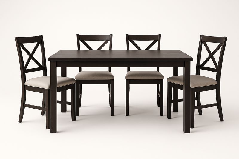 Ensemble de salle à manger en bois avec chaises rembourrées-Cosivita