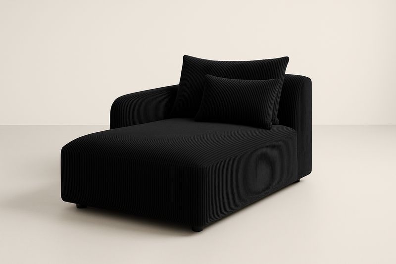 Fauteuil Chaise Longue Noir en Tissu Côtelé-Cosivita