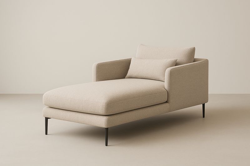 Chaise Longue en Lin Beige avec Pieds en Métal-Cosivita