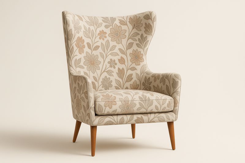 Fauteuil en Tissu avec Motifs Floraux Beige 100x85x75 cm-Cosivita