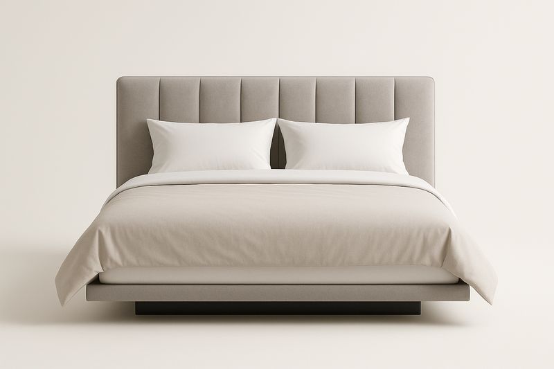 Lit Double en Tissu Beige 200x160 cm-Cosivita