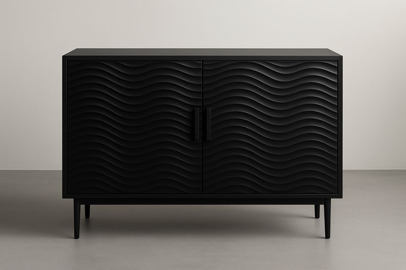 Buffet MDF Noir avec Motifs Ondulés 120x40x85 cm-Cosivita