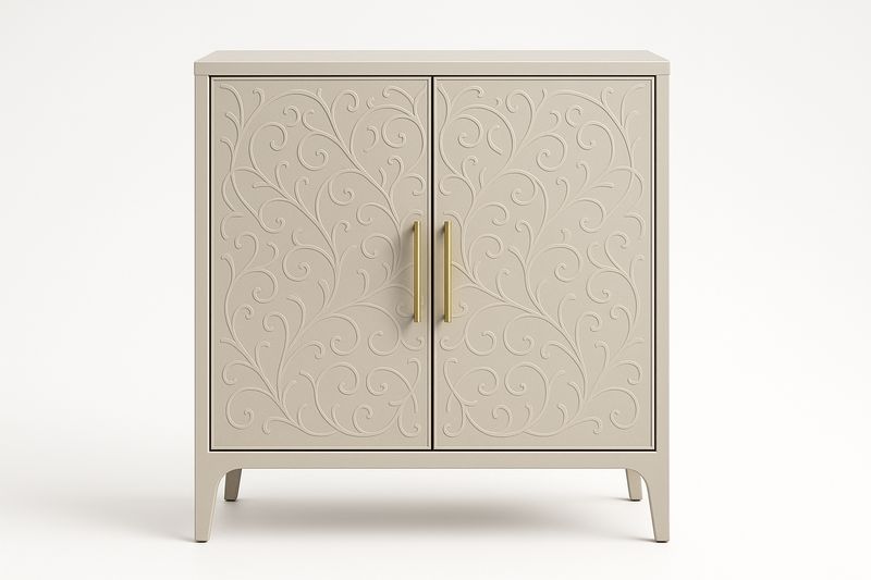 Buffet rectangulaire MDF avec motif ornemental beige 80 cm-Cosivita
