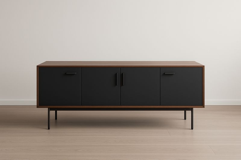 Meuble TV en Bois Noir et Noyer 180x40x60 cm-Cosivita