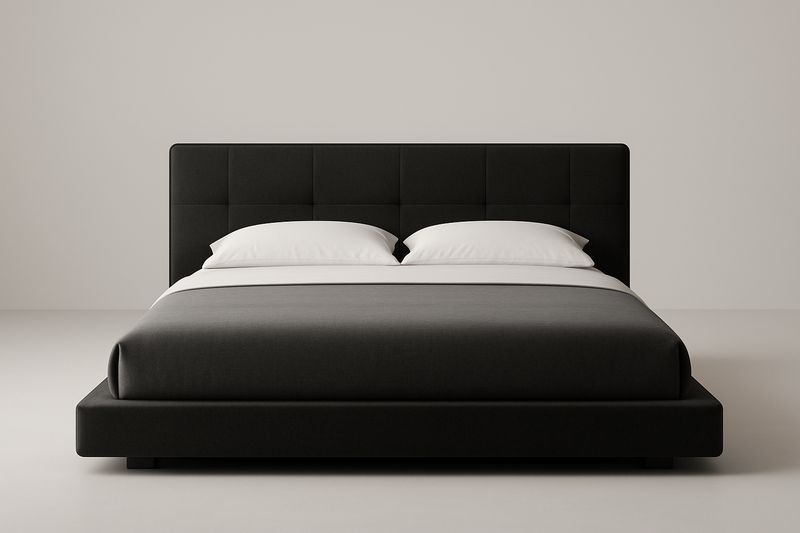 Lit double noir en tissu avec structure en bois massif 200x160 cm-Cosivita