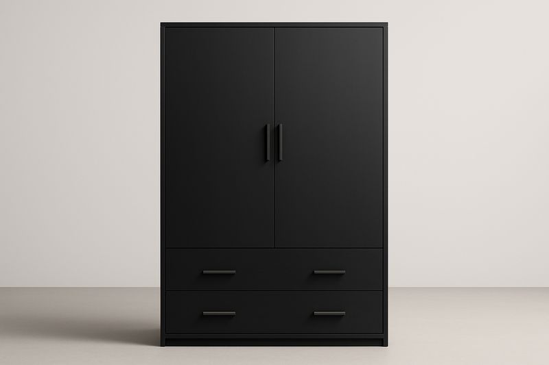 Armoire MDF noir avec tiroirs 180x120x50 cm-Cosivita