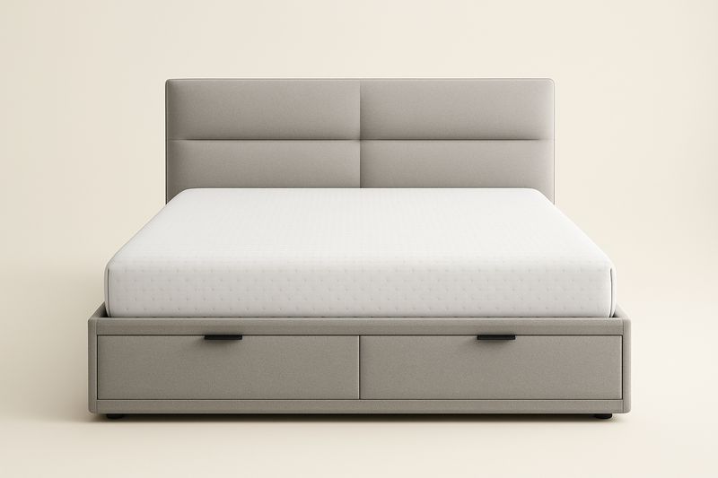 Lit rembourré avec rangement en tissu gris 160x200 cm-Cosivita