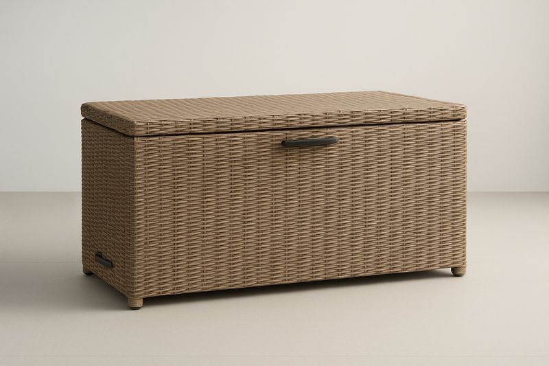 Coffre de rangement en rotin synthétique 120x50x60 cm-Cosivita