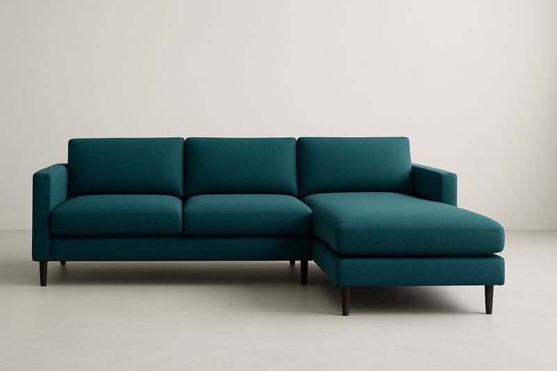 Canapé d'angle en tissu polyester Bleu Pétrole-Cosivita