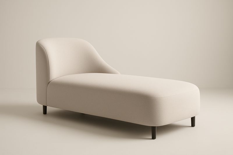 Méridienne en tissu avec dossier arrondi et pieds en bois-Cosivita