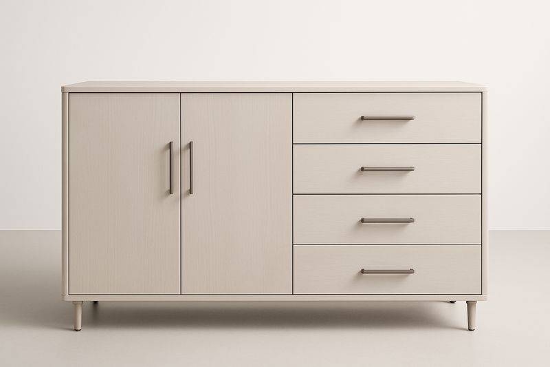 Buffet en Bois Clair avec 4 Tiroirs et 2 Portes-Cosivita