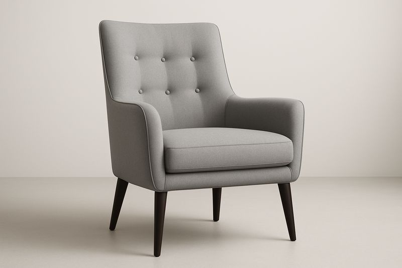 Fauteuil en Tissu Gris avec Pieds en Bois 75x80x90cm-Cosivita