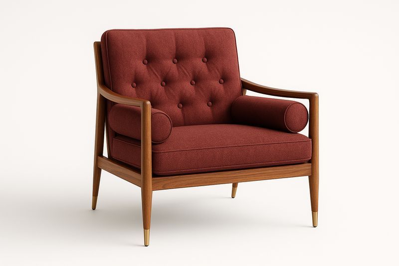 Fauteuil en Bois et Tissu Rouge-Cosivita
