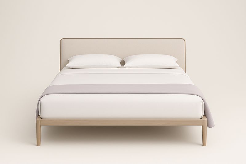 Lit en bois massif avec tête de lit rembourrée 200x160 cm-Cosivita