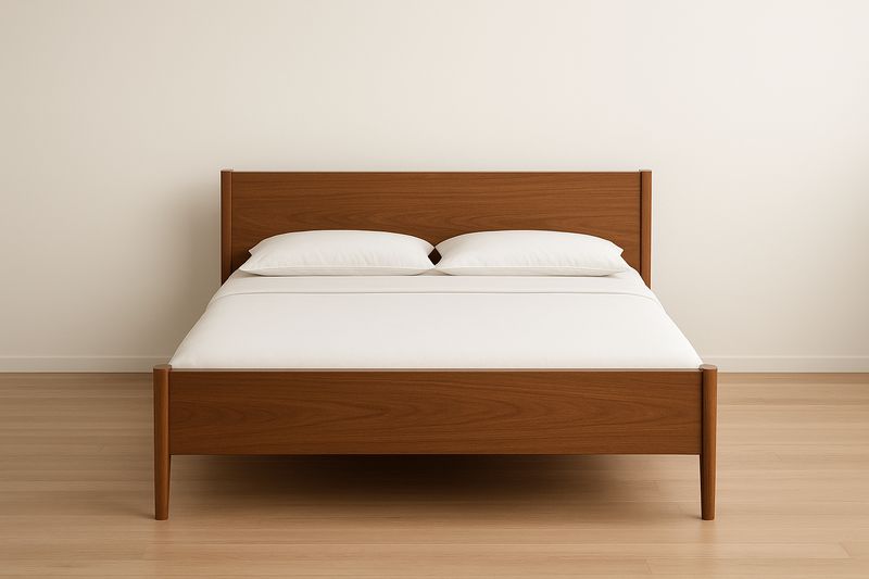 Lit double en bois brun 200x160 cm-Cosivita