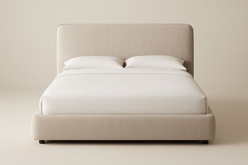 Lit en tissu beige 200x140 cm-Cosivita